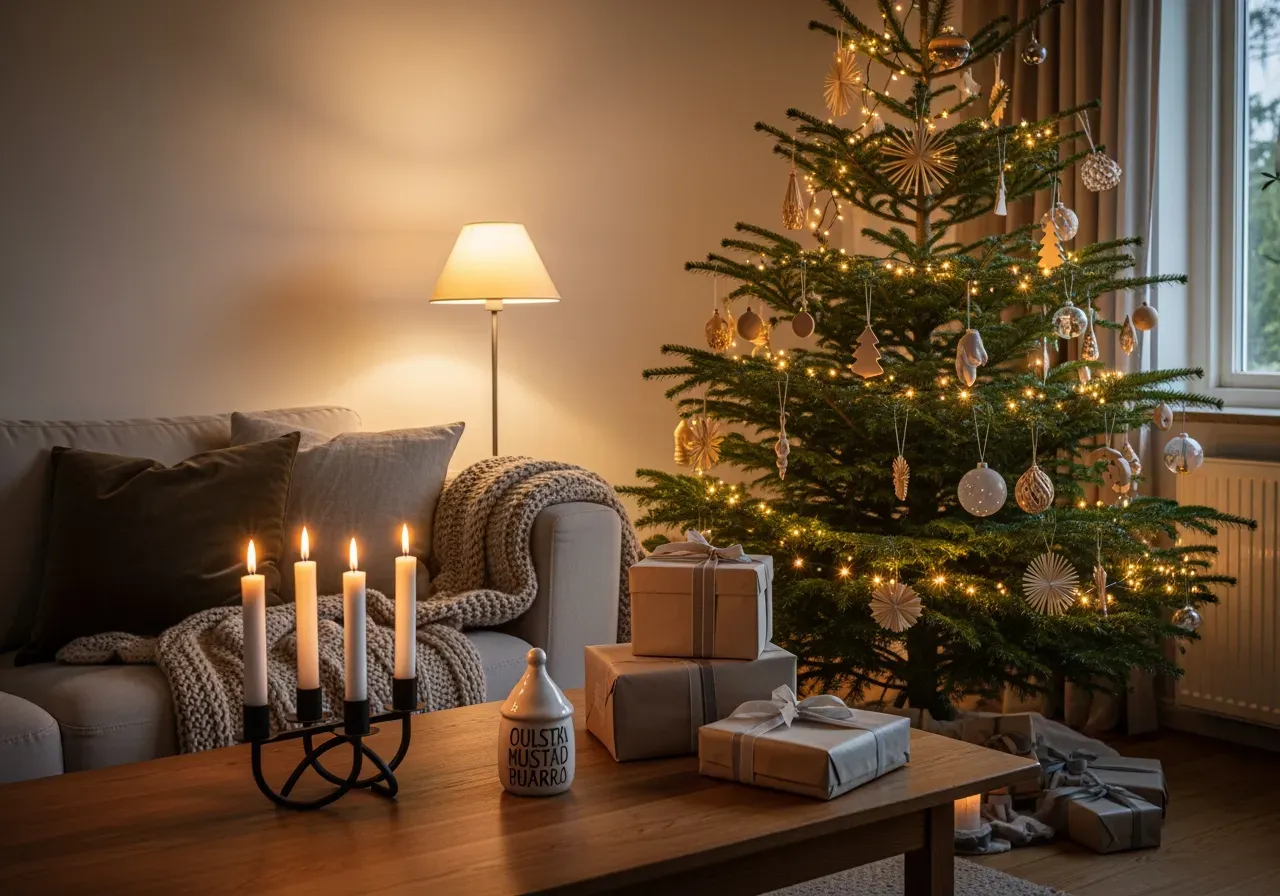 Smålampor i julgranen inne och ute