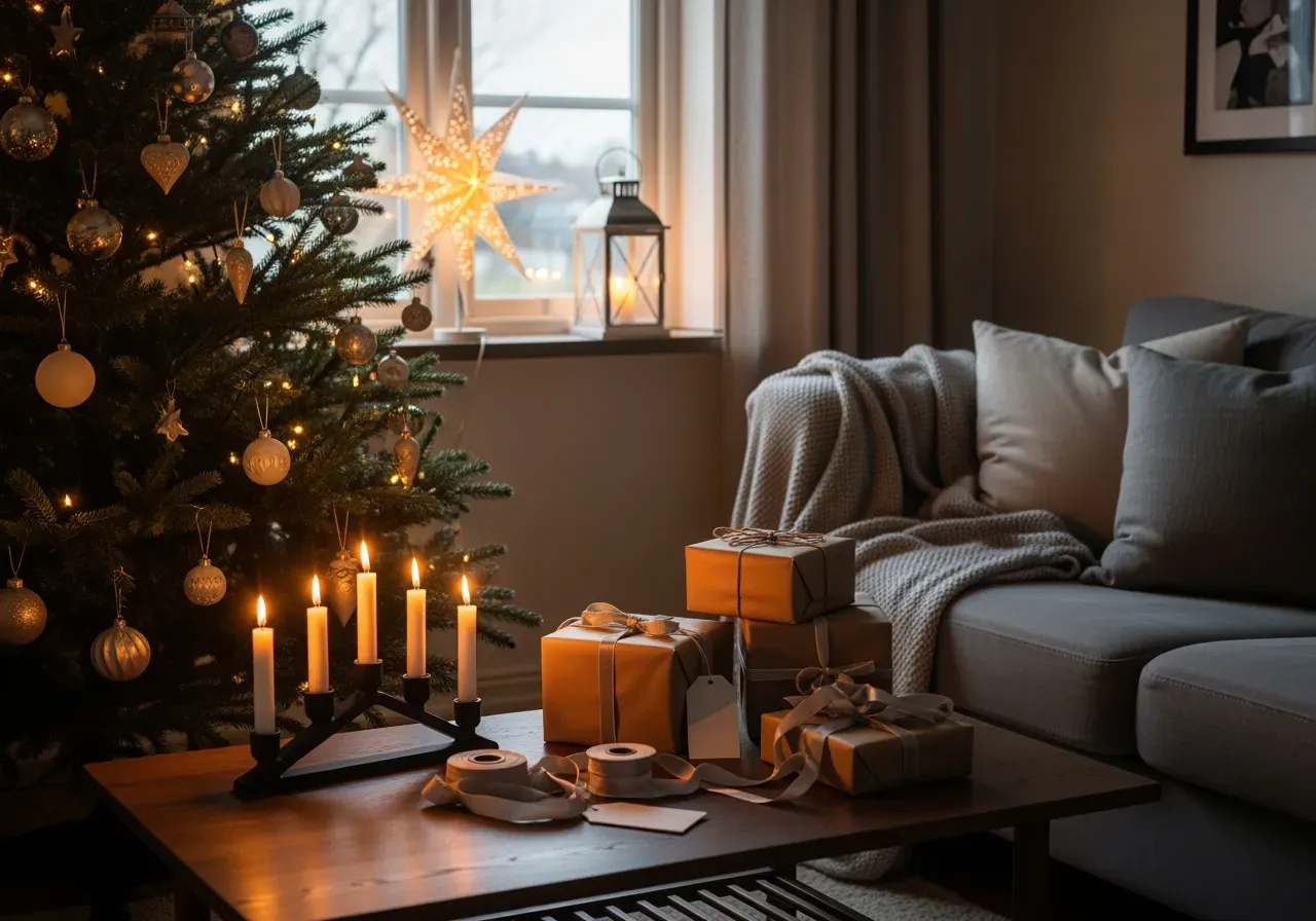 Glitter och stjärnor dölja granens skavanker